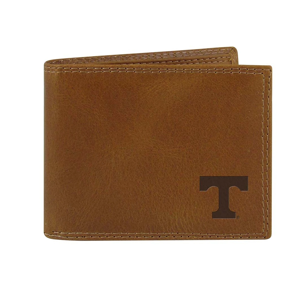 Tan Leather Embossed Passcase Wallet